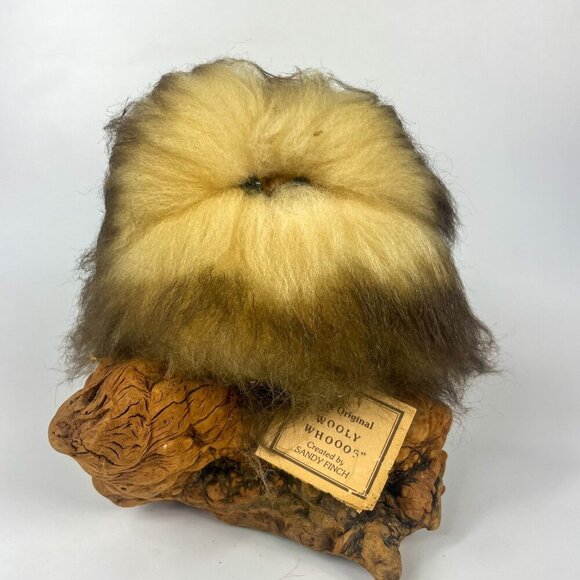 Vintage Wooly Whooos Shearling Owl Figurine By Sandy Finch - Picture 2 of 9
